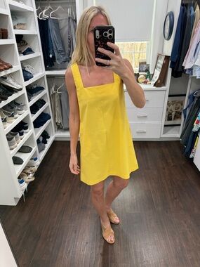 Amazon Yellow Square-Neck Shift Dress S
